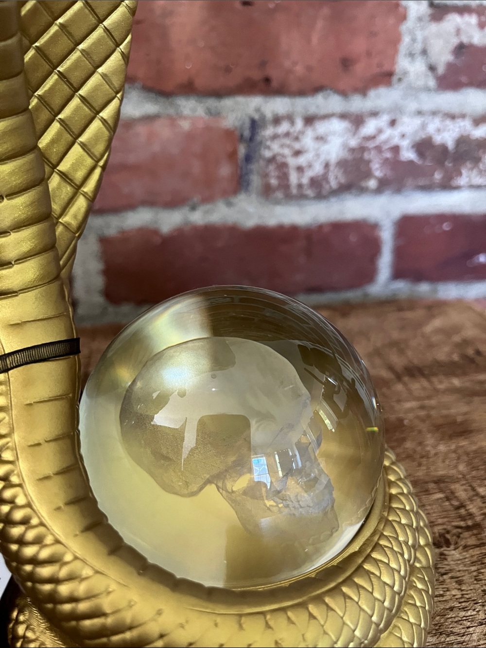 Tahari Gold Cobra with Iridescent Crystal Ball 8 inches tall - Picture 6 of 9